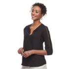 Women's Dana Buchman Lace-trim Splitneck Top, Size: Large, Black