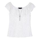 Girls 7-16 Iz Amy Byer Ruffle Lace Top With Necklace, Girl's, Size: Xl, White