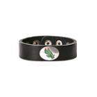 Women's North Texas Mean Green Leather Concho Bracelet, Black
