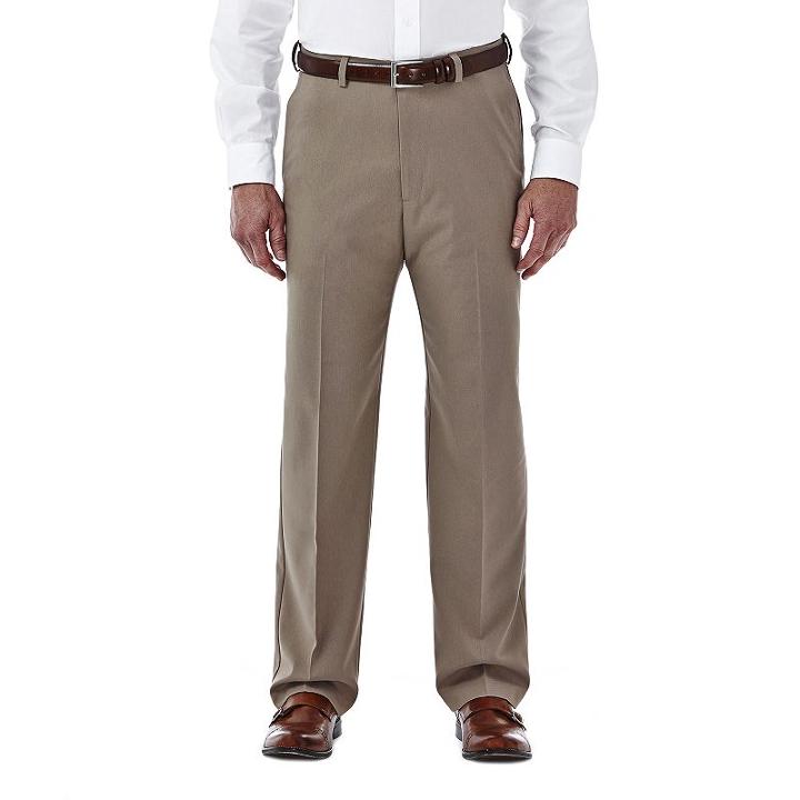 Men's Haggar Cool 18 Stretch Flat-front Pants, Size: 34x29, Beige Oth