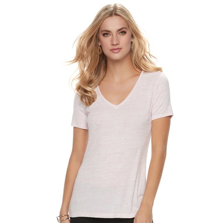 Women's Apt. 9&reg; Essential V-neck Tee, Size: Small, Light Pink