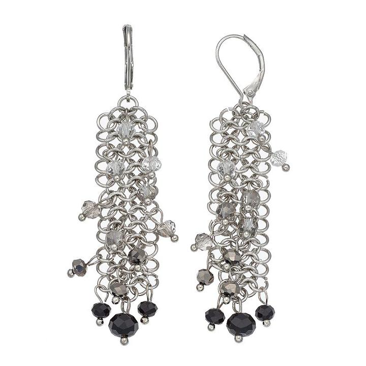 Simply Vera Vera Wang Nickel Free Beaded Circle Link Drop Earrings, Women's, Black