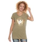 Juniors' Dc Comics Wonder Woman Logo Foil Burnout Graphic Tee, Size: Medium, Green