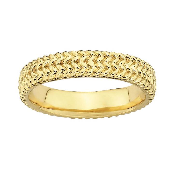 Stacks And Stones 18k Gold Over Silver Herringbone Stack Ring, Women's, Size: 5, Grey