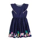 Girls 4-10 Jumping Beans&reg; Pom-pom Ruffle Trim Patterned Flutter Dress, Size: 7, Blue