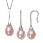 Sterling Silver Pink Freshwater Cultured Pearl Pendant And Drop Earring Set, Women's