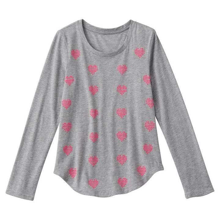 Girls 7-16 & Plus Size So&reg; Perfectly Soft Long Sleeve Graphic Tee, Girl's, Size: 10, Med Grey