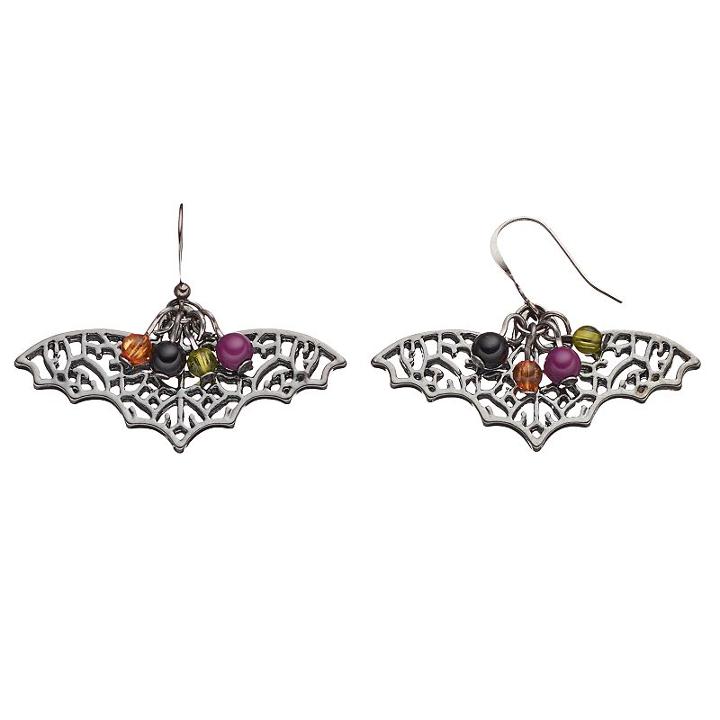 Beaded Bat Halloween Earrings, Women's, Multicolor