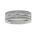 Sterling Silver And Stainless Steel Twist Band - Men, Size: 8