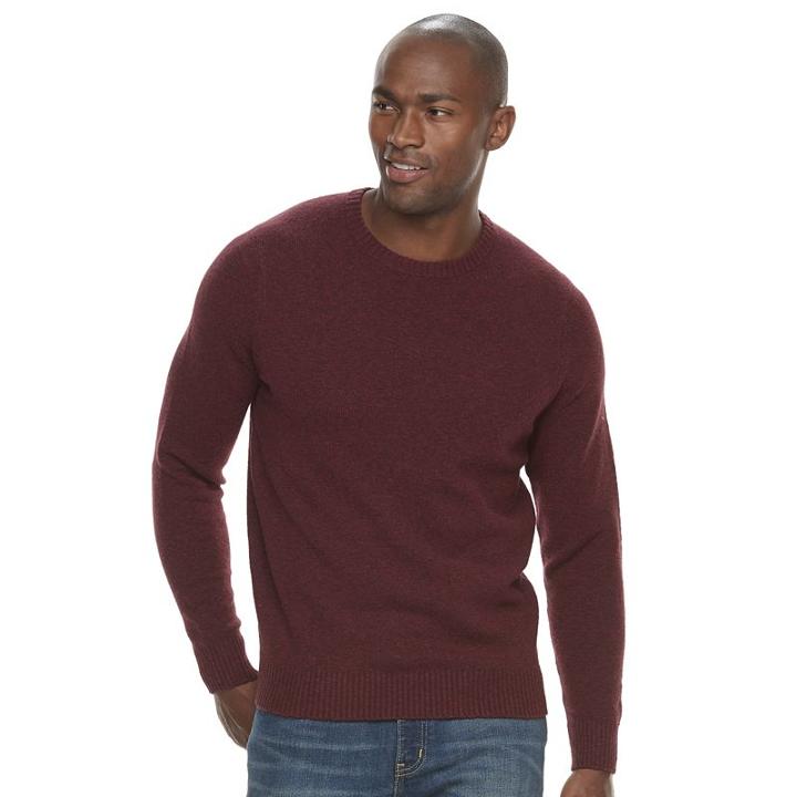 Men's Croft & Barrow&reg; Classic-fit Stretch Crewneck Sweater, Size: Large, Dark Red