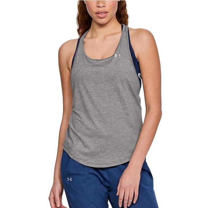 Women's Under Armour Heatgear Mesh Racerback Tank, Size: Xl, Grey (charcoal)