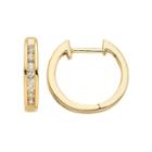 14k Gold 1/4 Carat T.w. Diamond Huggie Hoop Earrings, Women's, White