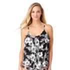 Women's Cole Of California D-cup Floral Tiered Ruffle Tankini Top, Size: Small, Hula Party