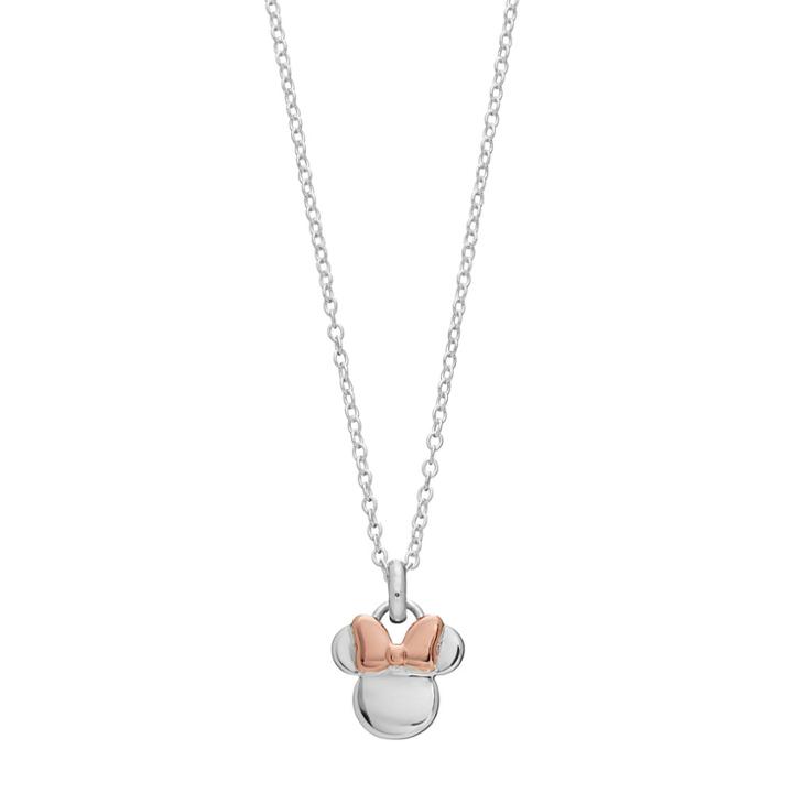 Disney's Minnie Mouse Two Tone Sterling Silver Pendant Necklace, Women's, White
