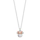 Disney's Minnie Mouse Two Tone Sterling Silver Pendant Necklace, Women's, White