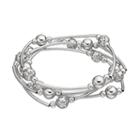 Beaded & Curved Tube Stretch Bracelet Set, Women's, Silver