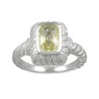 Siri Usa By Tjm Sterling Silver Lemon Quartz And Cubic Zirconia Textured Rectangle Frame Ring, Women's, Size: 7, Yellow