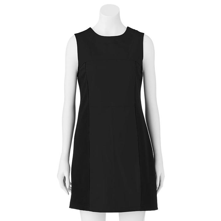 Women's Excelled Colorblock Leather Mixed-media Sheath Dress, Size: Xl, Black