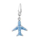 Sterling Silver Crystal Airplane Charm, Women's, Blue