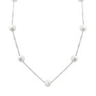 14k White Gold Freshwater Cultured Pearl Station Necklace, Women's, Size: 17