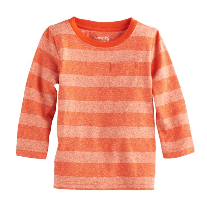 Baby Boy Jumping Beans&reg; Striped Pocket Tee, Size: 6 Months, Med Orange