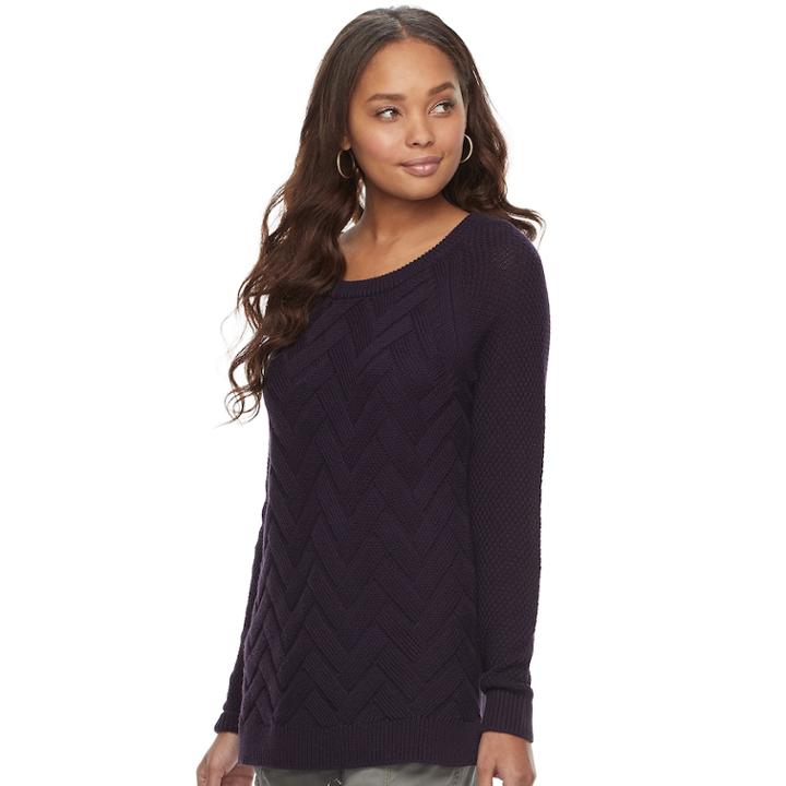 Women's Sonoma Goods For Life&trade; Lattice Sweater, Size: Large, Purple