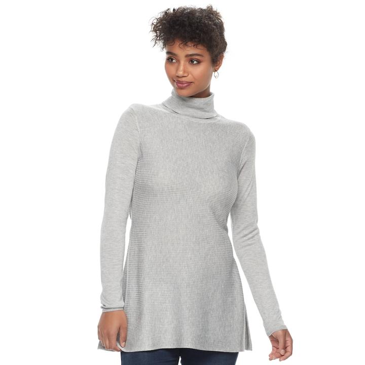 Women's Apt. 9&reg; Ribbed Turtleneck Tunic, Size: Xl, Med Grey