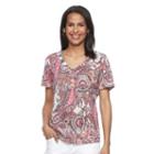 Women's Napa Valley Paisley V-neck Tee, Size: Large, Red