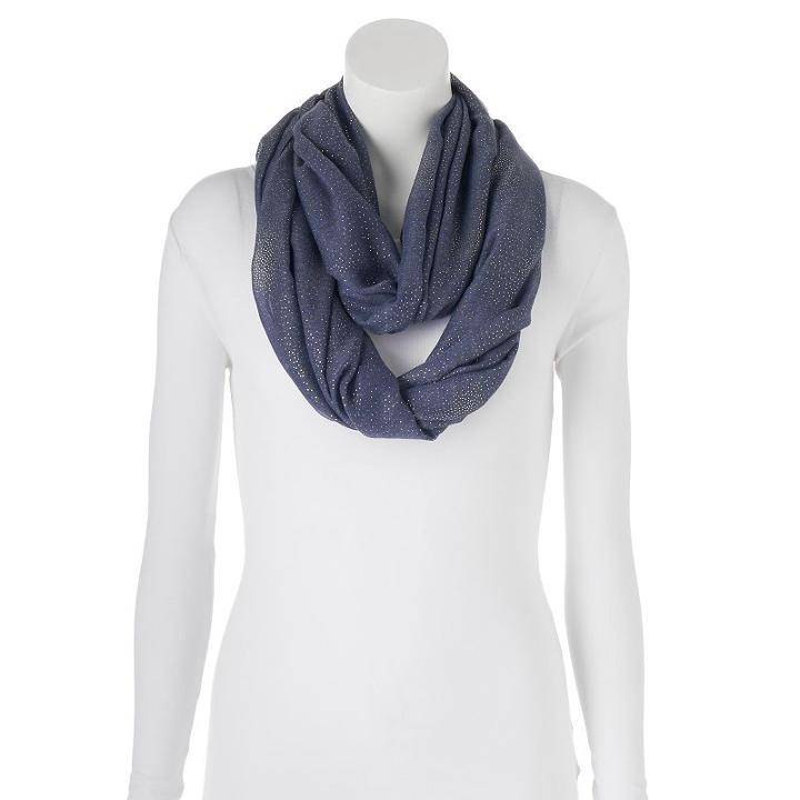 Lc Lauren Conrad Celestial Foil Dots Infinity Scarf, Women's, Blue (navy)