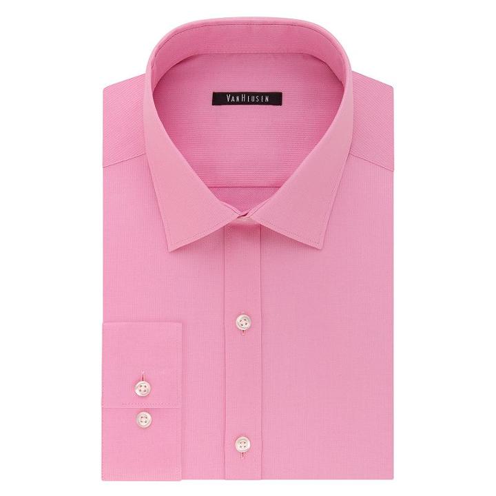 Men's Van Heusen Flex Collar Slim-fit Pincord Dress Shirt, Size: 16.5-34/35, Light Pink