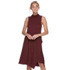 Women's Apt. 9&reg; Asymmetrical Mockneck Shift Dress, Size: Medium, Red