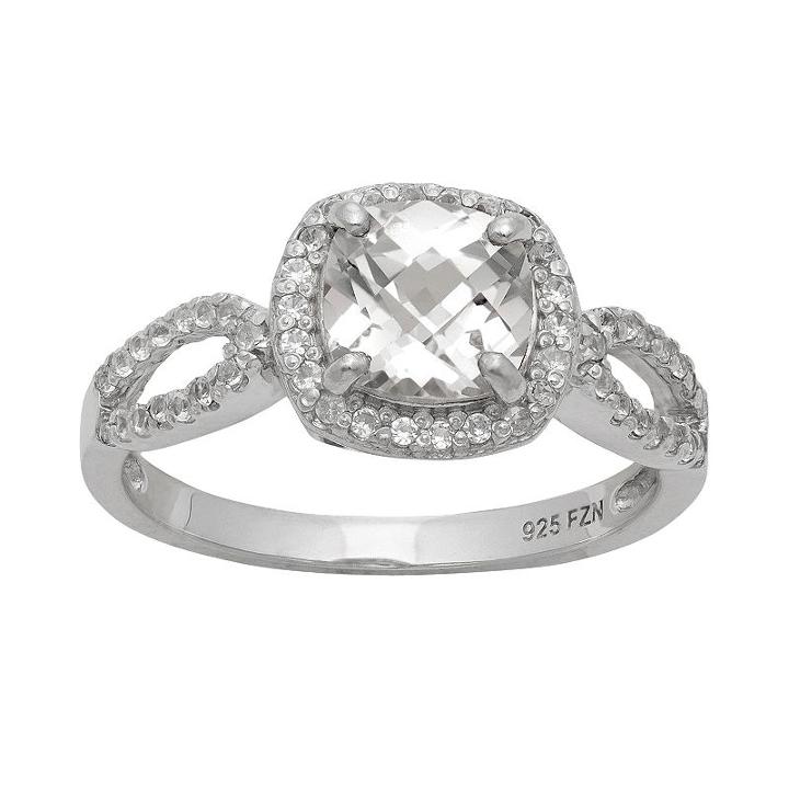 Sterling Silver Lab-created White Sapphire Halo Ring, Women's, Size: 6, Multicolor