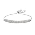 Cubic Zirconia Sterling Silver Pave Lariat Bracelet, Women's, White