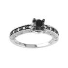 1 Carat T.w. Black And White Diamond Sterling Silver Ring, Women's, Size: 5
