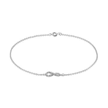 Barefootsies Silver Plated Crystal Infinity Anklet, Women's, Size: 9, Grey
