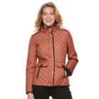 Women's Weathercast Quilted Faux-suede Trim Barn Jacket, Size: Small, Orange