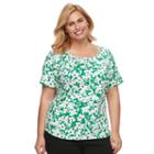 Plus Size Croft & Barrow&reg; Henley Tee, Women's, Size: 1xl, Med Green