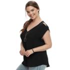 Juniors' Plus Size Liberty Love Crepe Top & Necklace Set, Teens, Size: 1xl, Black