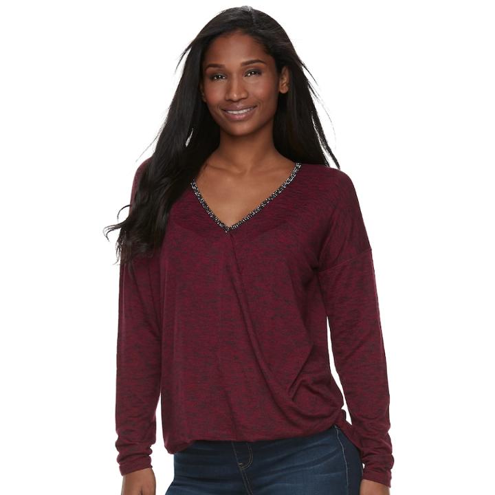 Women's Juicy Couture Embellished Crossover Top, Size: Large, Med Purple