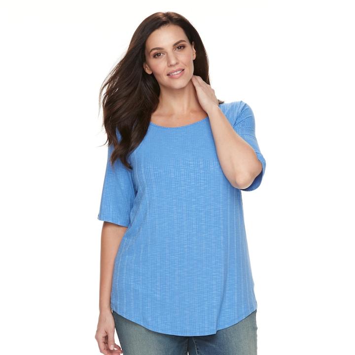 Plus Size Apt. 9&reg; Essential Scoopneck Tee, Women's, Size: 0x, Med Blue