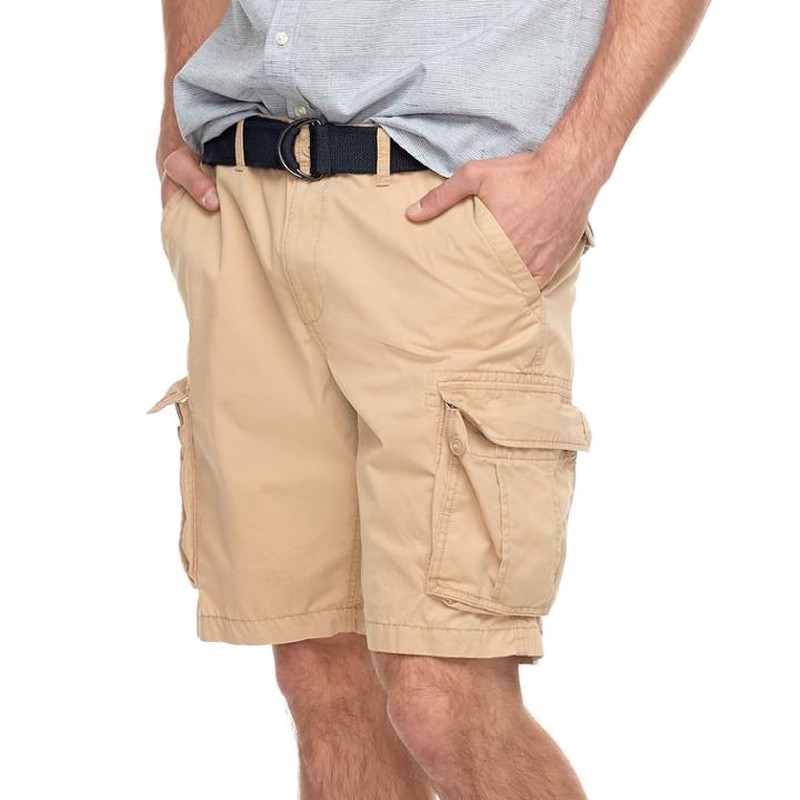 Big & Tall Sonoma Goods For Life&trade; Modern-fit Lightweight Twill Belted Cargo Shorts, Men's, Size: 46, Red/coppr (rust/coppr)