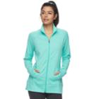 Women's Tek Gear&reg; Thumb Hole Zip-up Jacket, Size: Medium, Turquoise/blue (turq/aqua)
