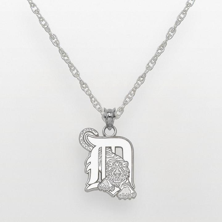 Logoart Detroit Tigers Sterling Silver Logo Pendant, Women's, Size: 18, Grey