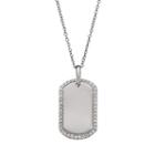 Qnotes Cubic Zirconia Sterling Silver Dog Tag Necklace, Women's, Size: 18, White