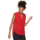 Juniors' Love, Fire Georgette Splitneck Tank, Teens, Size: Small, Brt Red