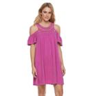 Women's Sonoma Goods For Life&trade; Cold-shoulder Crochet Shift Dress, Size: Xxl, Dark Pink