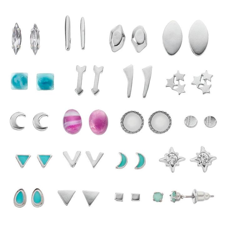 Mudd&reg; Crescent, Arrow & Star Nickel Free Stud Earring Set, Women's, Turq/aqua