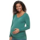 Maternity A:glow Ruched Scoopneck Tee, Women's, Size: M-mat, Med Green
