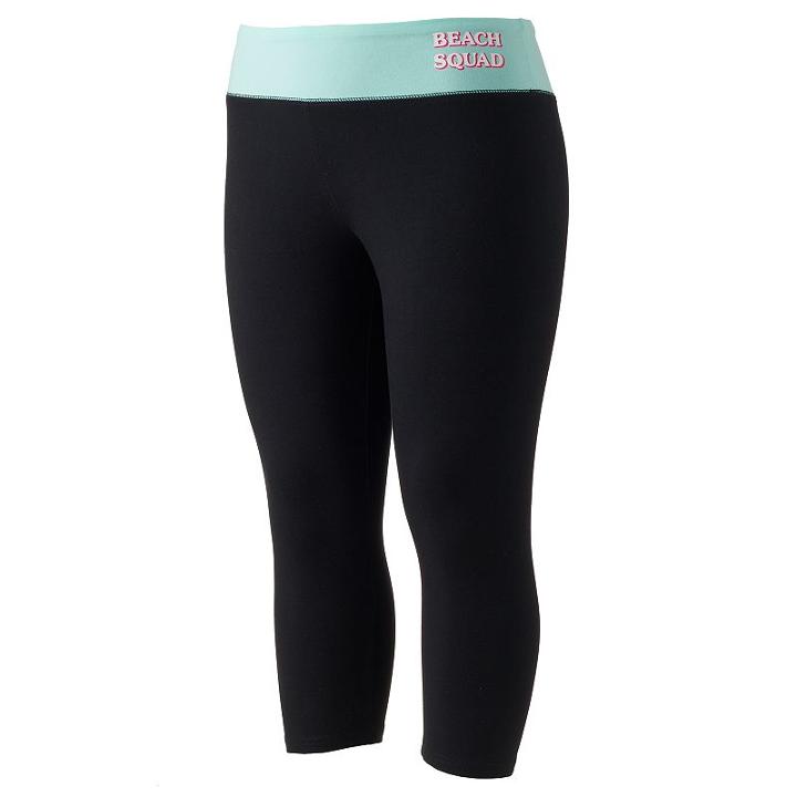 Juniors' Plus Size So&reg; Capri Yoga Leggings, Size: 3xl, Turquoise/blue (turq/aqua)