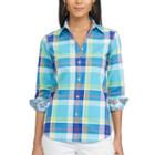 Women's Chaps No-iron Shirt, Size: Xs, Blue